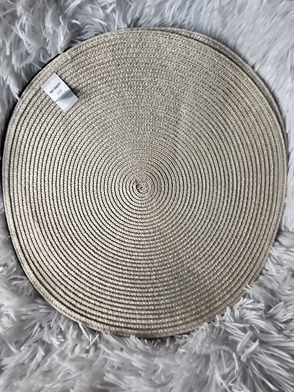 Neutral and Black Woven Round Placemats - Set of 4